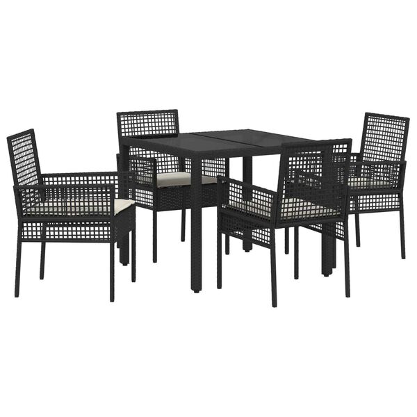 vidaXL Ensemble de salle &agrave; manger pour jardin 5 pcs Noir polyrotin