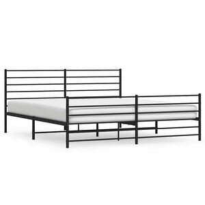 vidaXL Cadre de lit m&eacute;tal sans matelas avec pied de lit noir 193x203cm