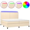 vidaXL Sommier &agrave; lattes de lit et matelas et LED Cr&egrave;me 200x200cm Tissu