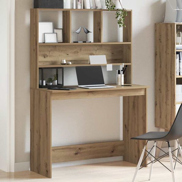 vidaXL Bureau avec &eacute;tag&egrave;res ch&ecirc;ne artisanal Bois d'ing&eacute;nierie