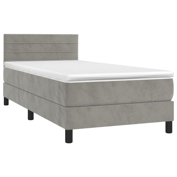 vidaXL Sommier &agrave; lattes de lit et matelas Gris clair 100x200cm Velours