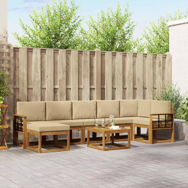 vidaXL Ensemble de canap&eacute;s d'ext&eacute;rieur 8 pcs Naturel et Beige
