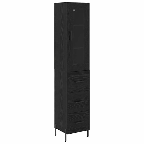 vidaXL Haut Armoire Ch&ecirc;ne noir 34,5 x 34 x 180 cm Bois d'ing&eacute;nierie