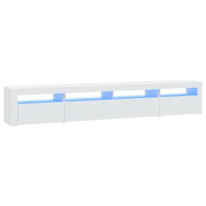 vidaXL Meuble TV avec lumi&egrave;res LED Blanc 240x35x40 cm