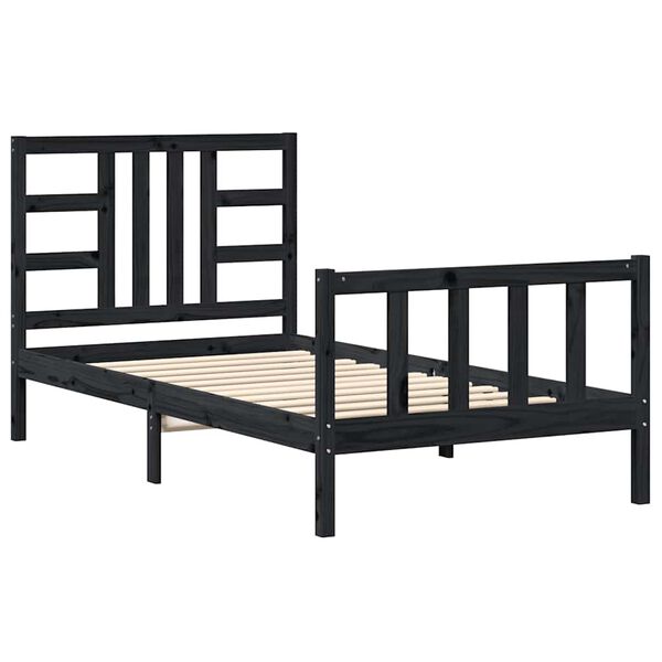 vidaXL Cadre de lit sans matelas noir 100x200 cm bois massif de pin