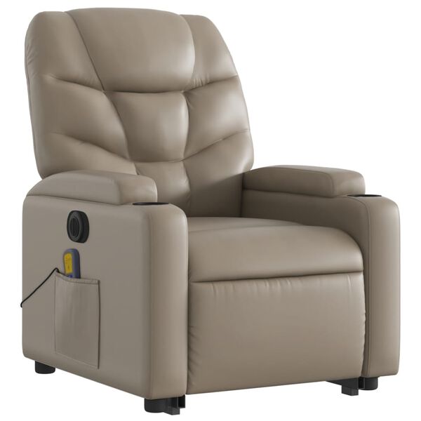 vidaXL Fauteuil inclinable de massage &eacute;lectrique cappuccino similicuir