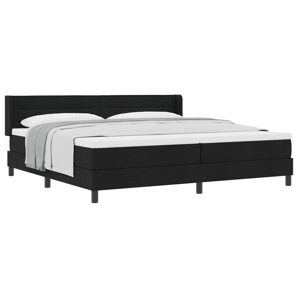 vidaXL Lit &agrave; ressorts avec matelas Noir 200 x 200 cm Polyester