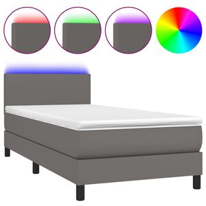 vidaXL Sommier &agrave; lattes de lit et matelas et LED Gris 90x190 cm