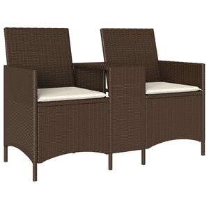 vidaXL Canap&eacute; de jardin 2 places avec table et coussins r&eacute;sine tress&eacute;e
