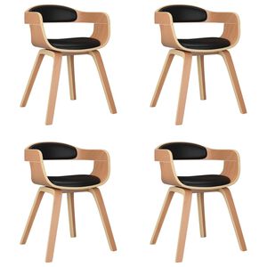 vidaXL Chaises &agrave; manger lot de 4 noir bois courb&eacute; et similicuir