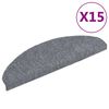 vidaXL Tapis d'escalier auto-adh&eacute;sifs 15 pi&egrave;ces 65 x 21 x 4 cm Gris clair Demi-rond Grand