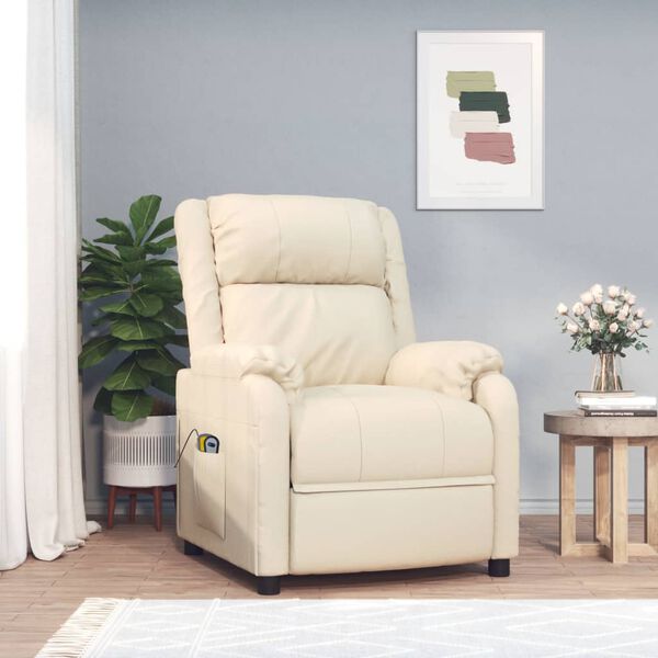 vidaXL Fauteuil de massage Crème Similicuir