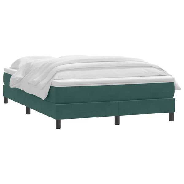 vidaXL Sommier &agrave; lattes de lit et matelas vert fonc&eacute; 140x220cm velours