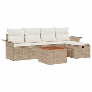 vidaXL Ensemble de canap&eacute; de jardin 6 pcs Beige Poly rotin