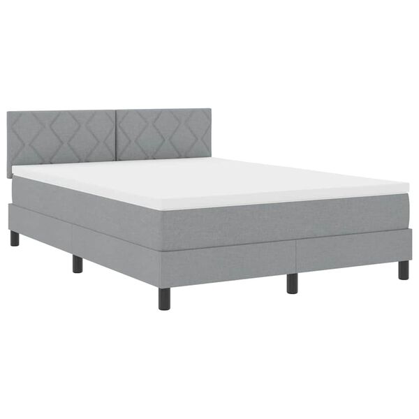 vidaXL Lit &agrave; ressorts avec matelas Gris clair 140 x 190 cm tissu