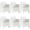 vidaXL Ensemble de salle &agrave; manger pour jardin 7 pcs Blanc Rattan Polt