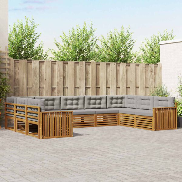 vidaXL Ensemble de canap&eacute;s d'ext&eacute;rieur 9 pcs Gris Naturel et Clair