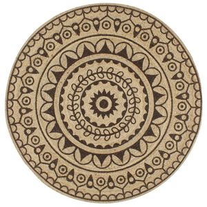 vidaXL Tapis fait &agrave; la main Jute avec imprim&eacute; marron fonc&eacute; 90 cm