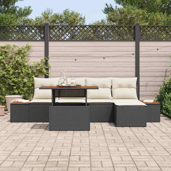 vidaXL Ensemble de canap&eacute; de jardin 6 pcs Noir Poly rotin