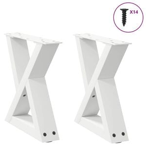 vidaXL Pieds de table basse 2 pi&egrave;ces Blanc 30 x (30-31,3) cm Acier