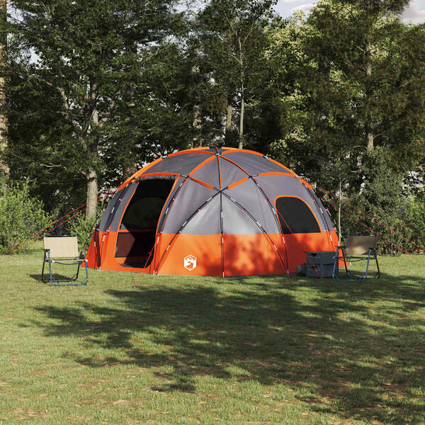 vidaXL Tente de camping Gris et orange 475 x 475 x 235 cm Polyester
