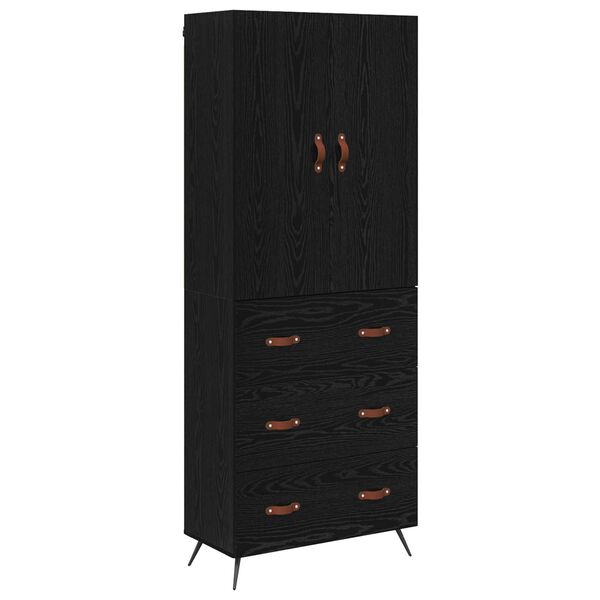 vidaXL Haut Armoire Ch&ecirc;ne noir 69,5 x 34 x 180 cm Bois d'ing&eacute;nierie