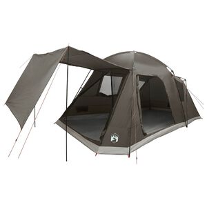vidaXL Tente Cabane Marron gris 8 personnes Polyester et Acier