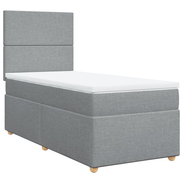 vidaXL Sommier &agrave; lattes de lit et matelas Gris clair 90x190 cm Tissu