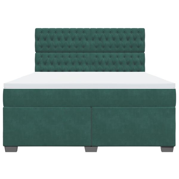 vidaXL Sommier &agrave; lattes de lit et matelas Vert fonc&eacute; 180x200cm Velours
