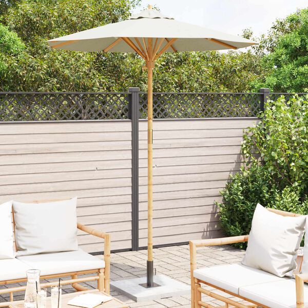 vidaXL Parasol de jardin Blanc cr&egrave;me &Oslash; 270 x 260 cm Bambou