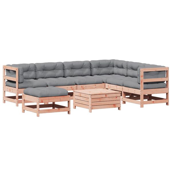 vidaXL Salon de jardin 8 pcs avec coussins bois massif douglas