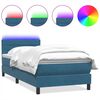 vidaXL Sommier &agrave; lattes de lit et matelas et LED bleu fonc&eacute; 80x220 cm velours