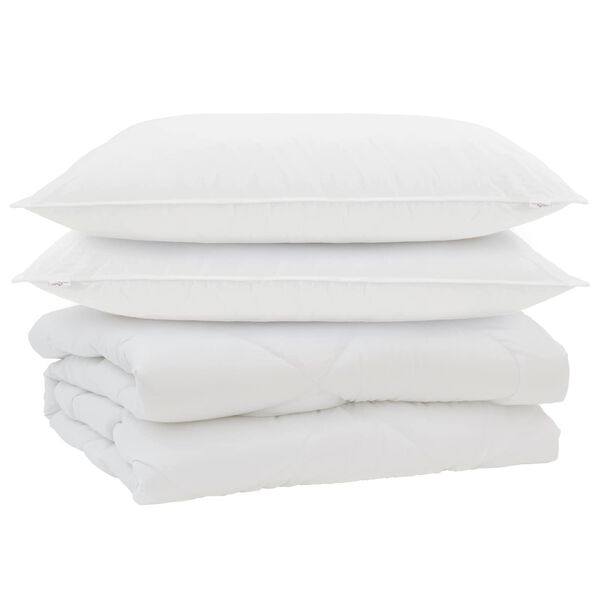 vidaXL Couette avec oreiller 3 pcs Blanc Microfibre