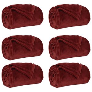vidaXL Couvertures &agrave; jeter 6 pc Bordeaux 220 x 240 cm 8.24 kg Polaire
