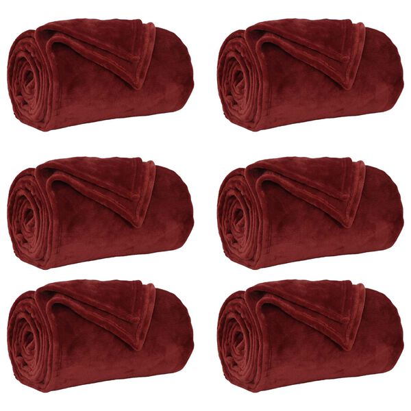 vidaXL Couvertures &agrave; jeter 6 pcs Rouge Bordeaux 220 x 240 cm Toison