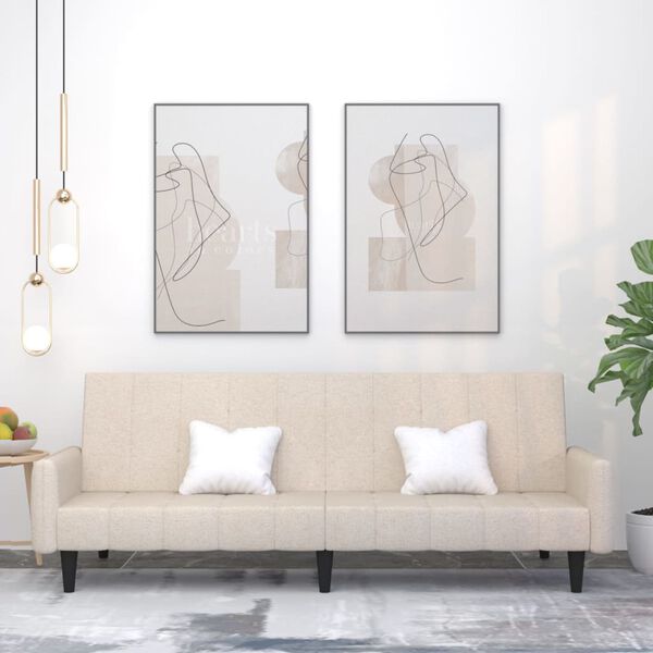 vidaXL Canap&eacute;-lit &agrave; 2 places Cr&egrave;me Tissu microfibre