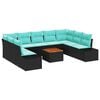 vidaXL Ensemble de canap&eacute; de jardin 10 pc Noir polyrotin