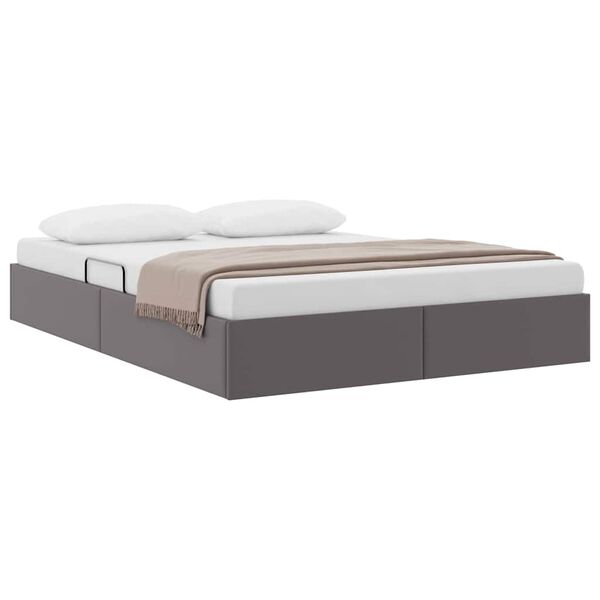 vidaXL Lit de Rangement avec matelas Gris 140 x 190 cm Faux cuir