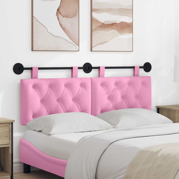 vidaXL T&ecirc;te de lit suspendue Montage mural Rose 150 x 55 x 7 cm tissu