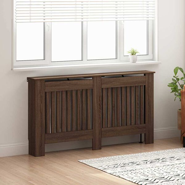 vidaXL Cache-Radiateur Chêne brun 152 x 19 x 81,5 cm Bois d'ingénierie