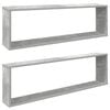 vidaXL &Eacute;tag&egrave;res cube murales 2 pcs gris b&eacute;ton bois d'ing&eacute;nierie