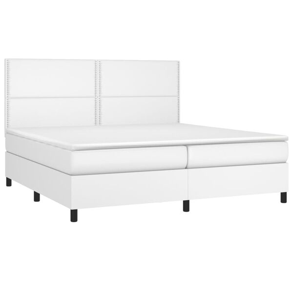 vidaXL Sommier à lattes de lit avec matelas Blanc 200x200cm Similicuir