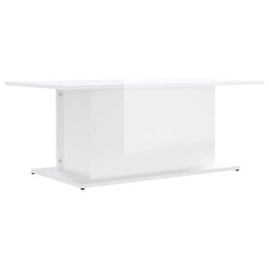 vidaXL Table basse blanc brillant 102x55,5x40 cm bois d'ing&eacute;nierie