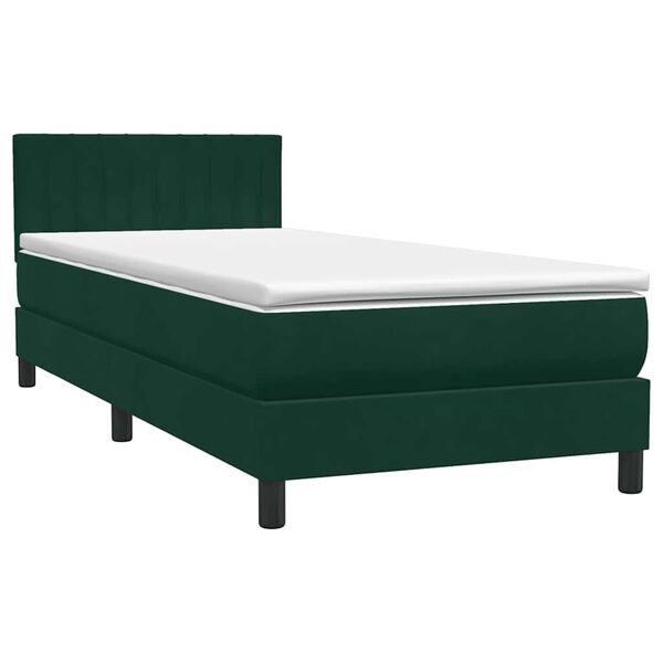 vidaXL Sommier &agrave; lattes de lit et matelas vert fonc&eacute; 90x210 cm velours
