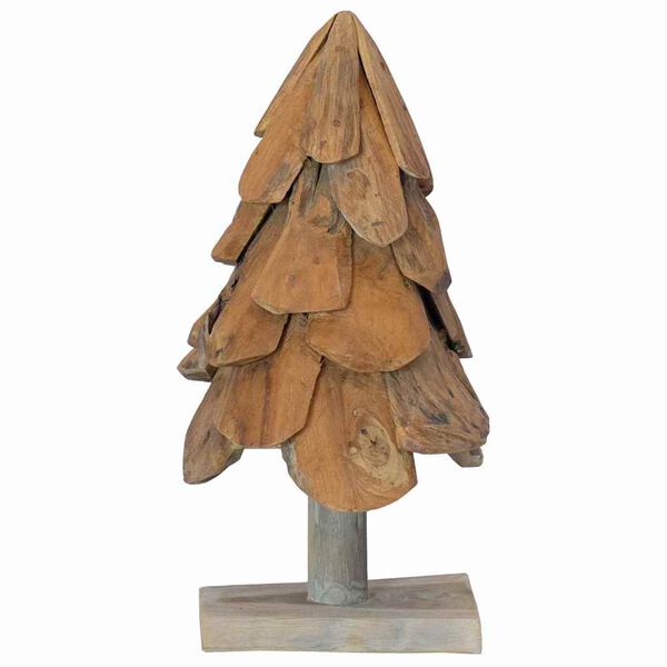 vidaXL Sapin de Noël avec support Marron 60 cm Bois de teck solide