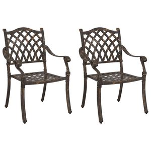 vidaXL Chaise de jardin 2 pc Bronze Aluminium