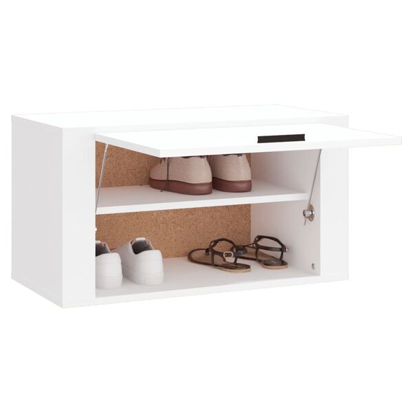 vidaXL Armoire &agrave; chaussures murale Blanc 70x35x38 cm Bois d'ing&eacute;nierie