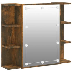 vidaXL Armoire &agrave; miroir avec LED Ch&ecirc;ne fum&eacute; 70x16,5x60 cm