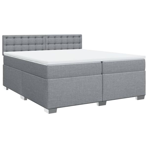 vidaXL Sommier &agrave; lattes de lit avec matelas Gris clair 200x200cm Tissu