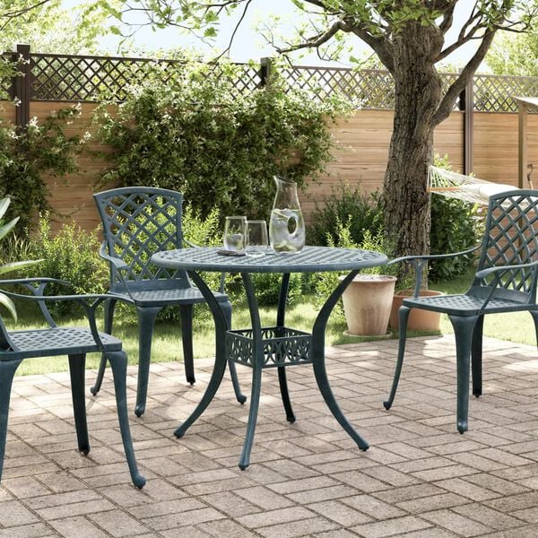 vidaXL Table de jardin vert &Oslash;90x75 cm aluminium coul&eacute;